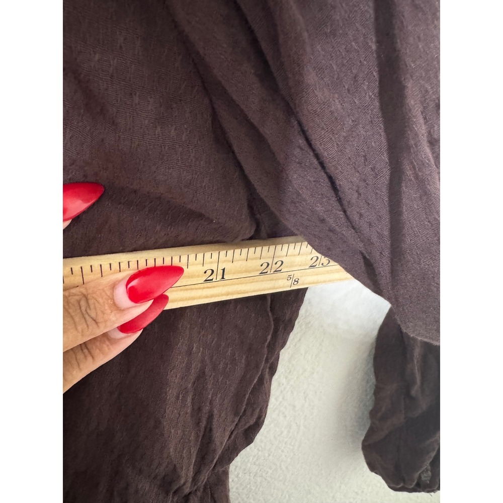 Universal Thread Chocolate‎ Tie Front Peasant Blo… - image 3